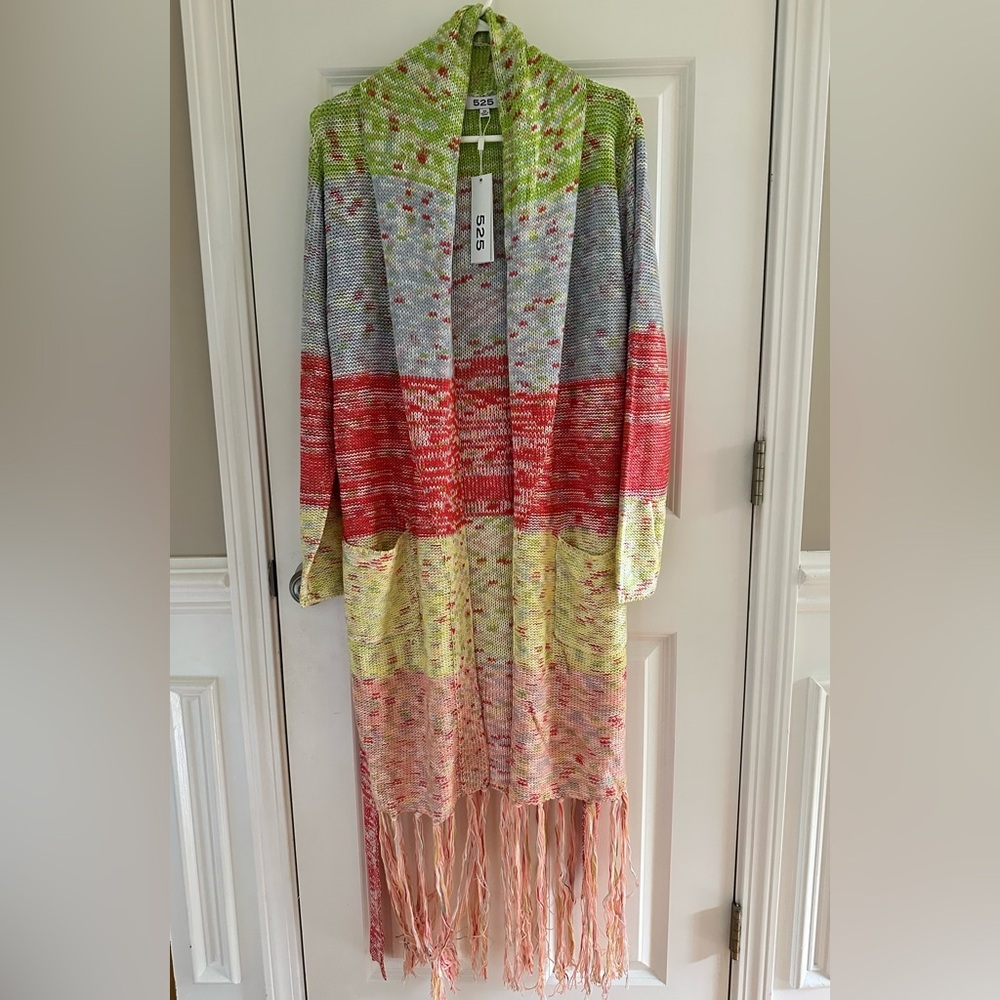 NEW 525 America Colorful Cardigan with Fringe sz. XS
